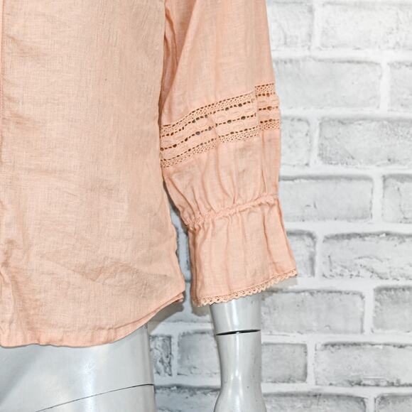 Loeffler Randall Women's 100% Linen Boho Blouse in peach size Small - Picture 8 of 10